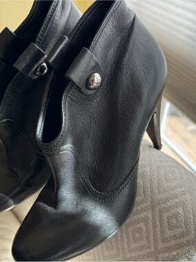 Coach Black Leather High-Heel Ankle Boots - Women's Elegant Slip-On